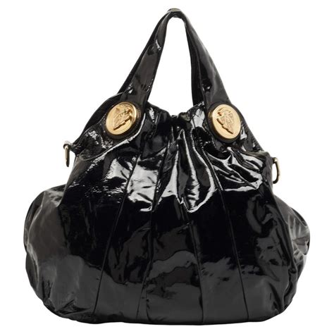 gucci hysteria black patent leather handbag|gucci patent leather shoulder bag.